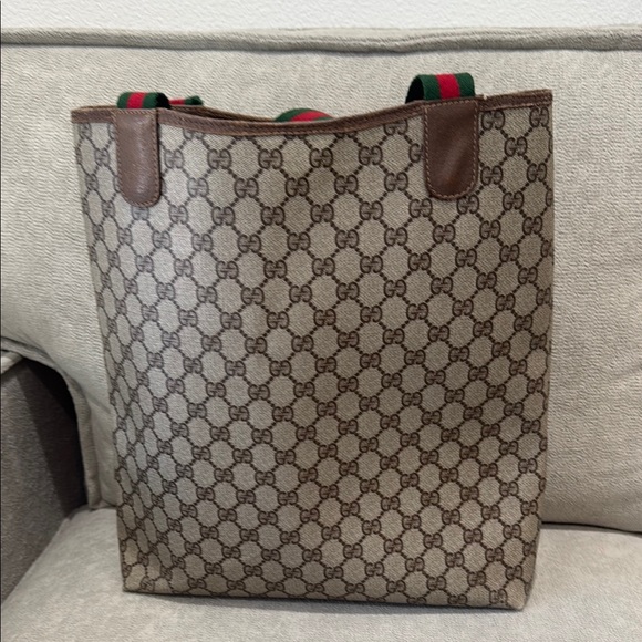 Gucci Cream and Brown Tote Bag with Iconic Monogram - Picture 4 of 10